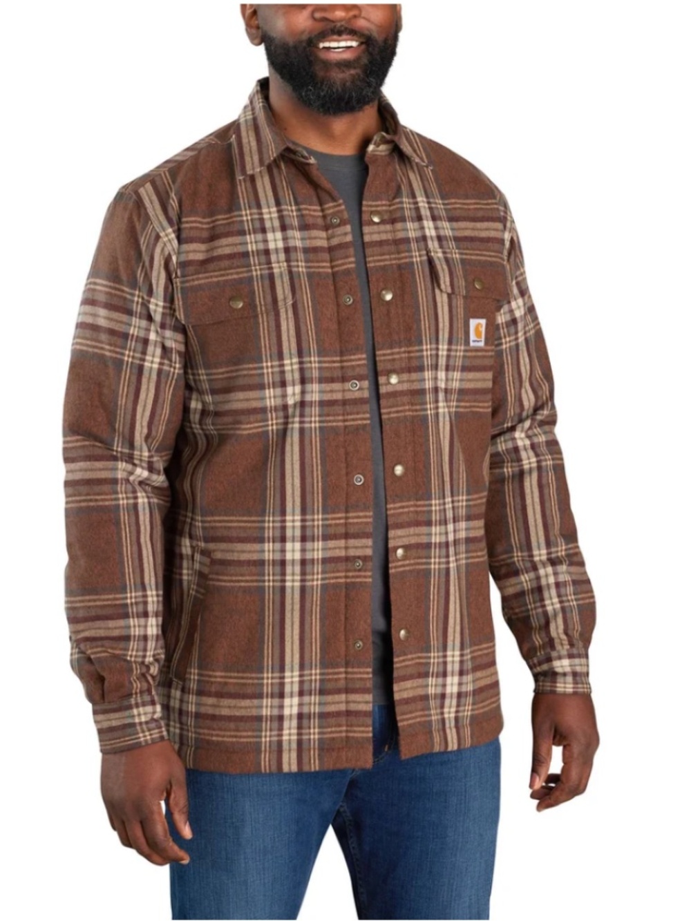 Carhartt Relaxed Fit Flannel Sherpa Lined Shirt Jacket Men's Size 4X Plaid Fall